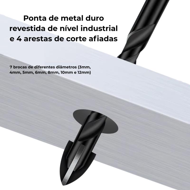 Conjunto de 7 Brocas Metálicas