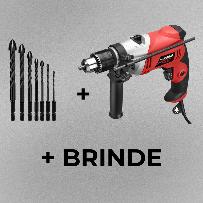 Furadeira + Kit 7 Brocas + Brinde